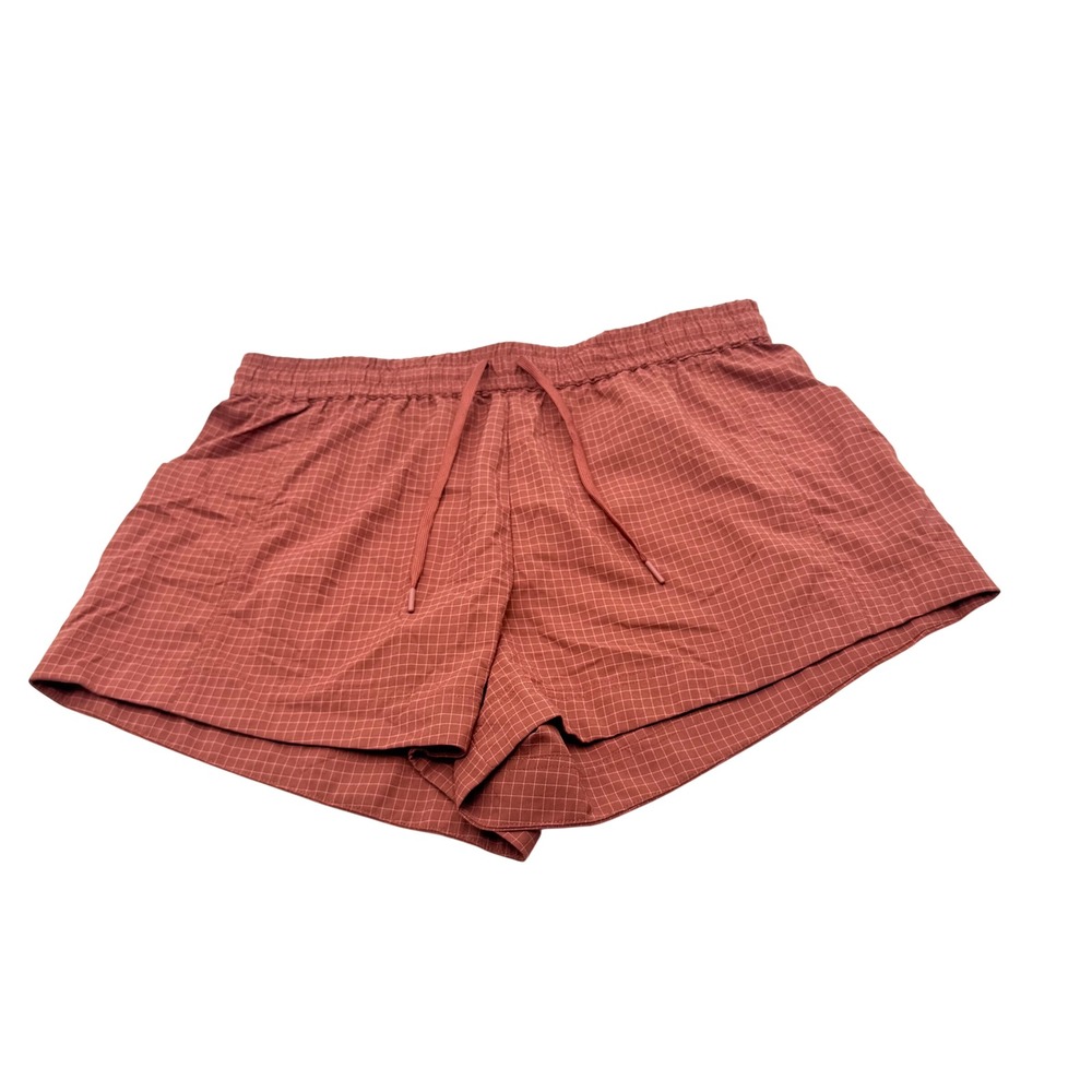 Fabletics Ripstop Short‎ XL Rust Brown Grid Quick Dry Water Resistant New